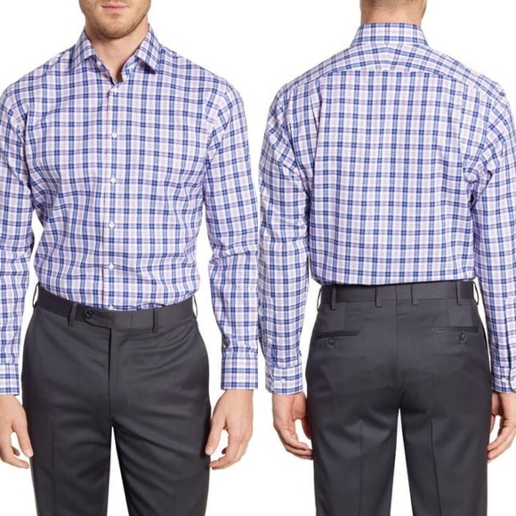 Nordstrom 2020 Plaid Mens Non-Iron Stretch Traditional Shirt Size 16 Button Down - Picture 11 of 11